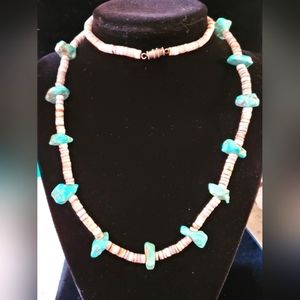 Turquoise Nugget Shell Heishi Southwest Necklace Santo Domingo